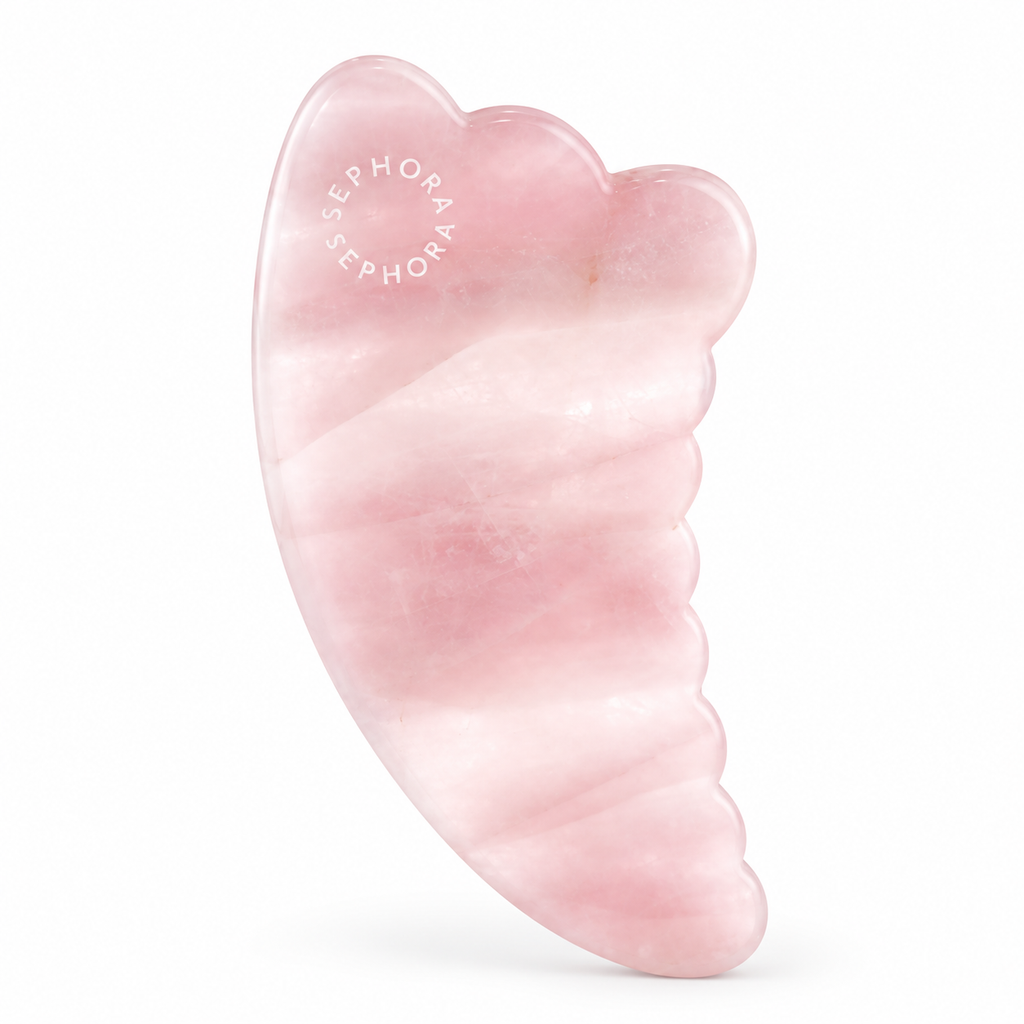 Gua Sha en quartz rose : outil de massage facial